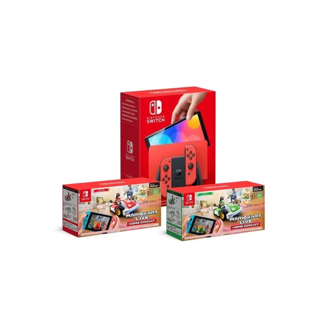 Nintendo Pack Switch Edición Mario OLED Roja + Mario Kart Live: Home Circuit (Edición Mario o Luigi)